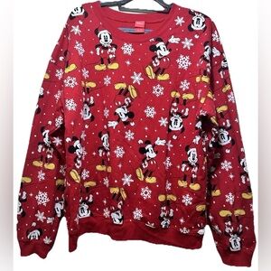 *SOLD* Disney Womens 2XL Sweatshirt XXL Red Mickey Mouse Santa Christmas